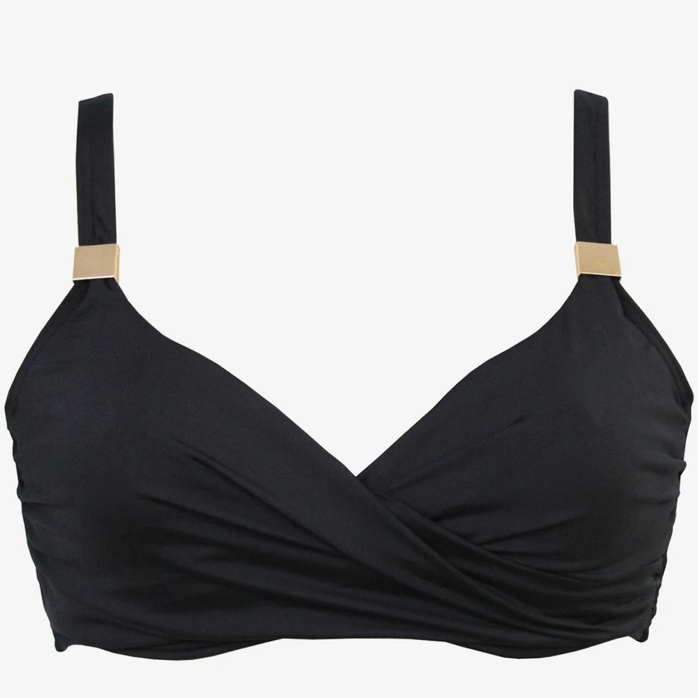Miraclesuit Underwire Surplice Bra Top In Black 38D New